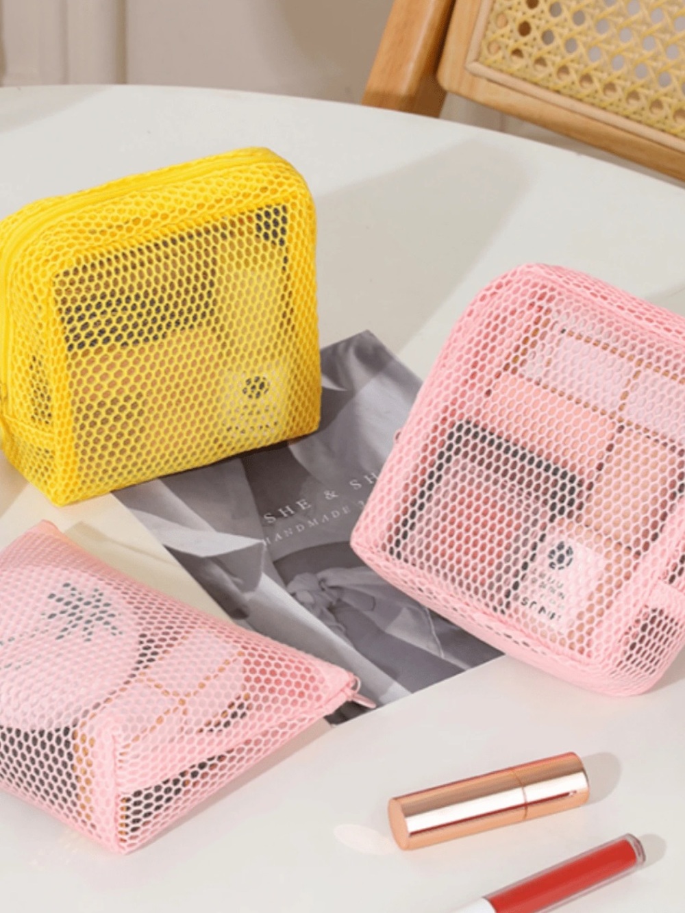 Yellow Transparent Mesh Pouch - Picture 2 of 5